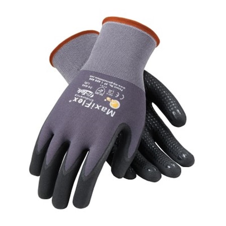 Bouton Optical 15G Gray Nylon Shell Black MicroFoam Nitrile Dot Glove Large 112-34-844/L